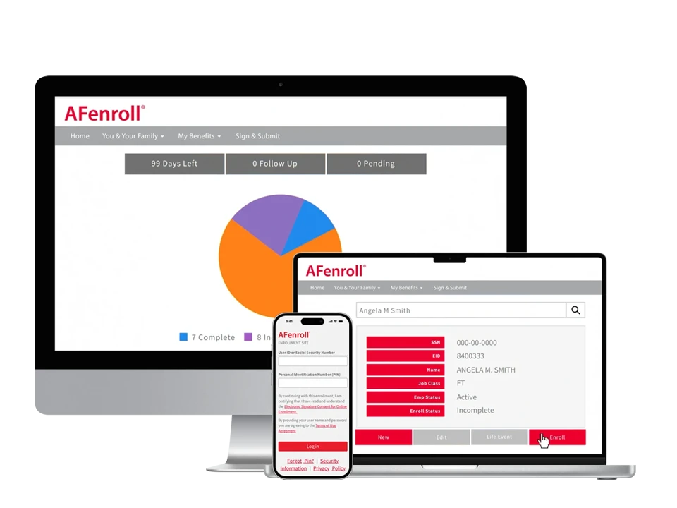 AFenroll system example on desktop and mobile.
