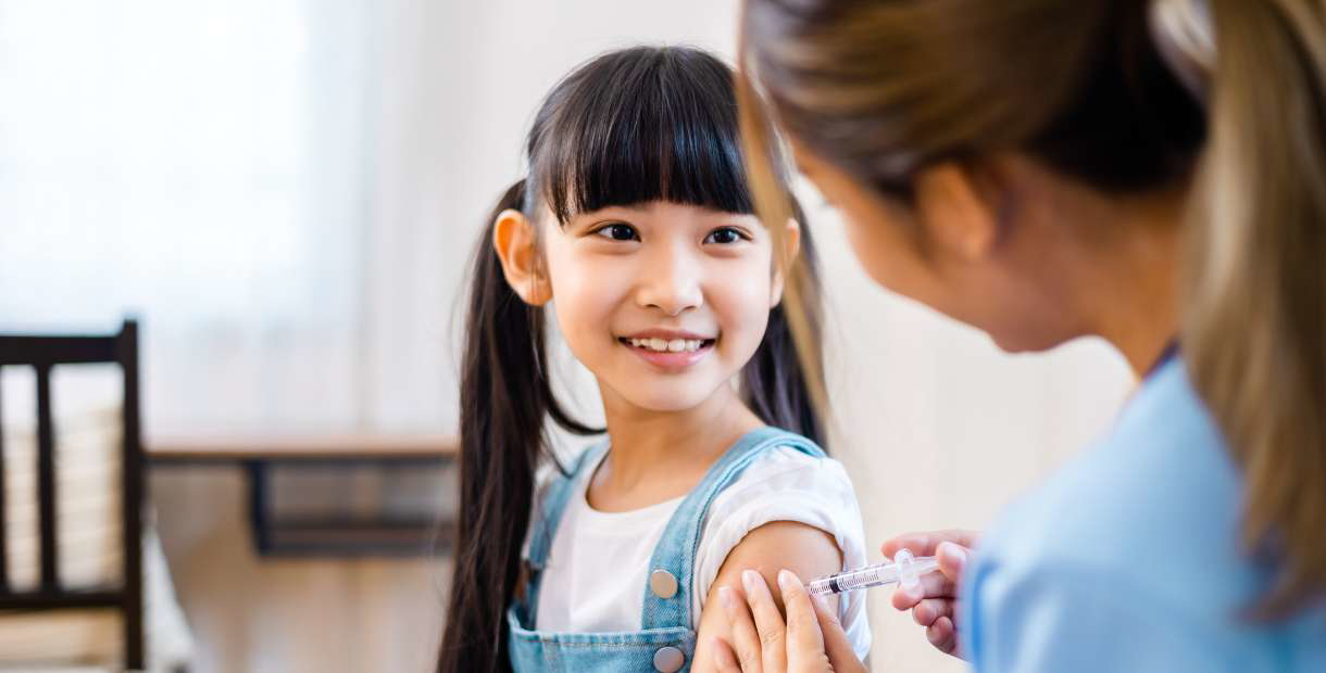 Young girl getting allergy treatments from doctor.