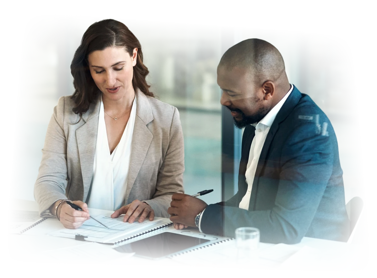 Account manager going over benefit options with an employee