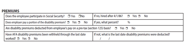 disability premium example