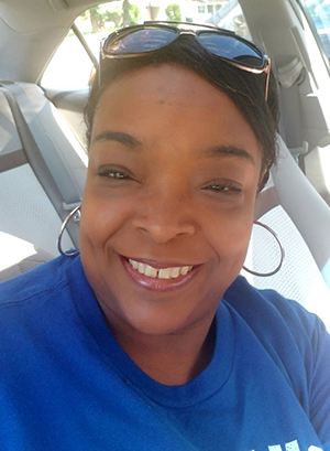 Freda with a big smile.