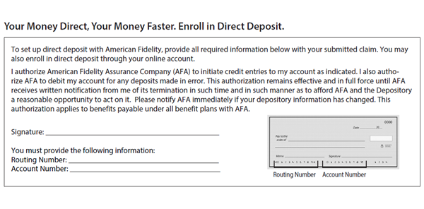 Direct deposit example