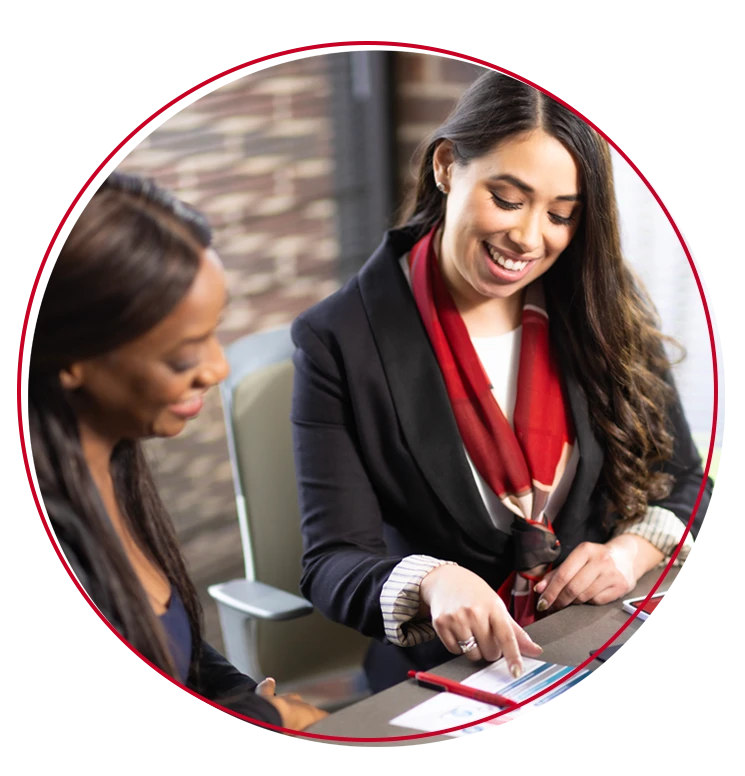 Female representative going over benefits with an employee.